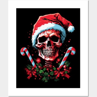 christmas skull santa scary design Posters and Art